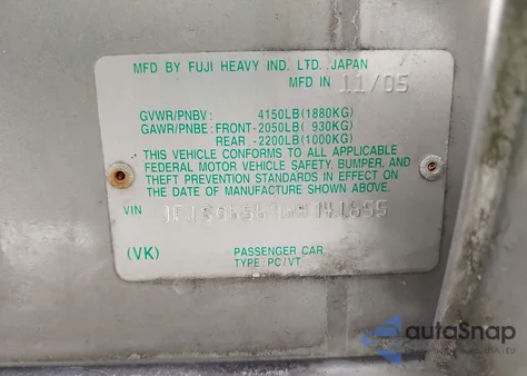 2006 Subaru Forester 2.5X из США, поврежденный, VIN JF1SG65696H741655